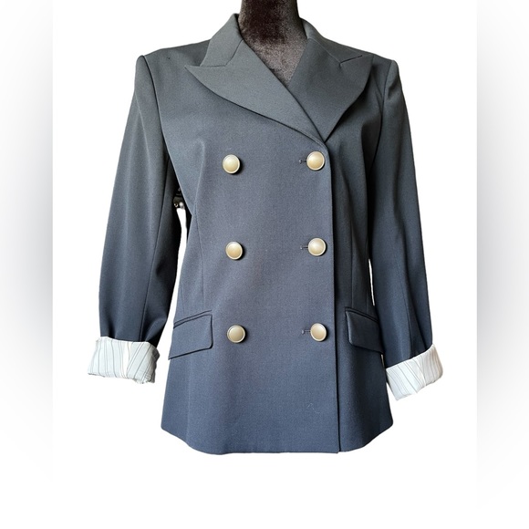 Theory Double Breasted Navy Blazer size 10 - Picture 3 of 6